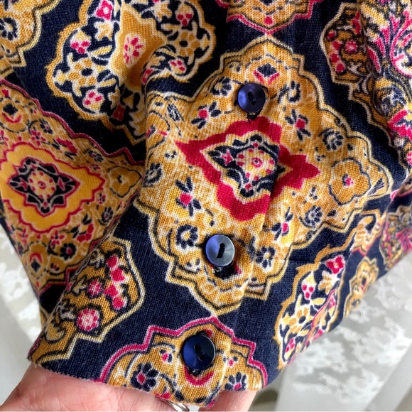 CHARTER CLUB * NWOT Persian Tile Patterned Jewel-Tone Cardigan Sweater - Picture 4 of 6
